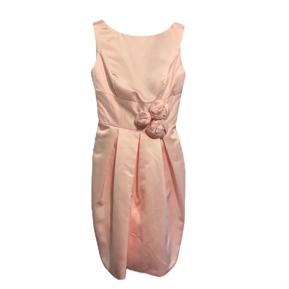 NWT Milanoo Pink Sleeveless Dress Satin Flower Waist Detail - Picture 1 of 8